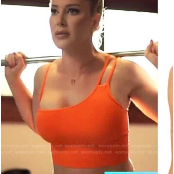 Alo yoga asymmetry neck sport bra, orange, Size XS J183